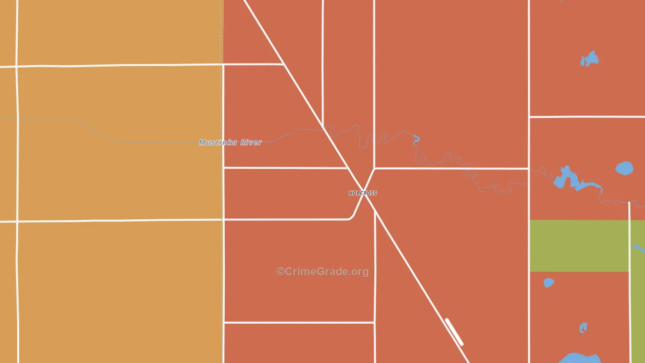 Norcross, MN Map of Robbery Rates