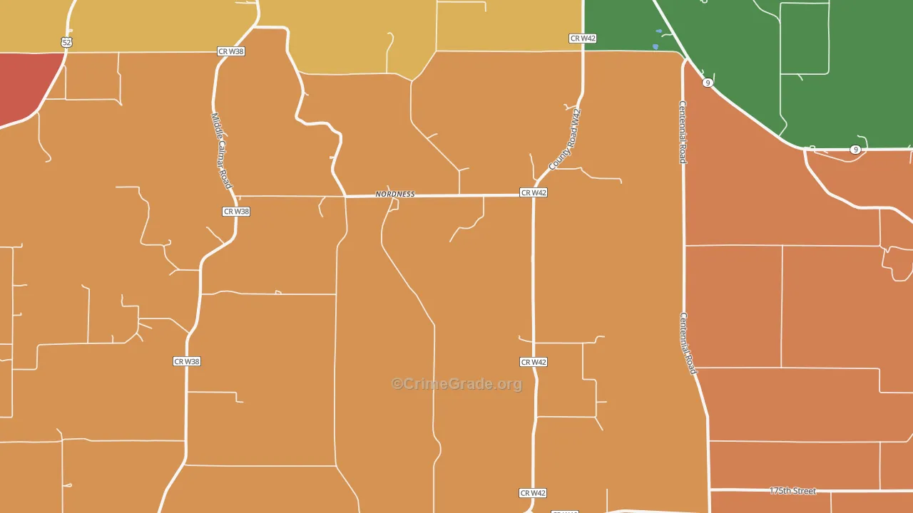 Nordness, IA Map of Robbery Rates