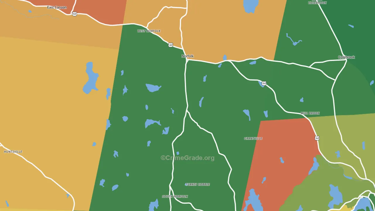 Norfolk, CT Map of Robbery Rates