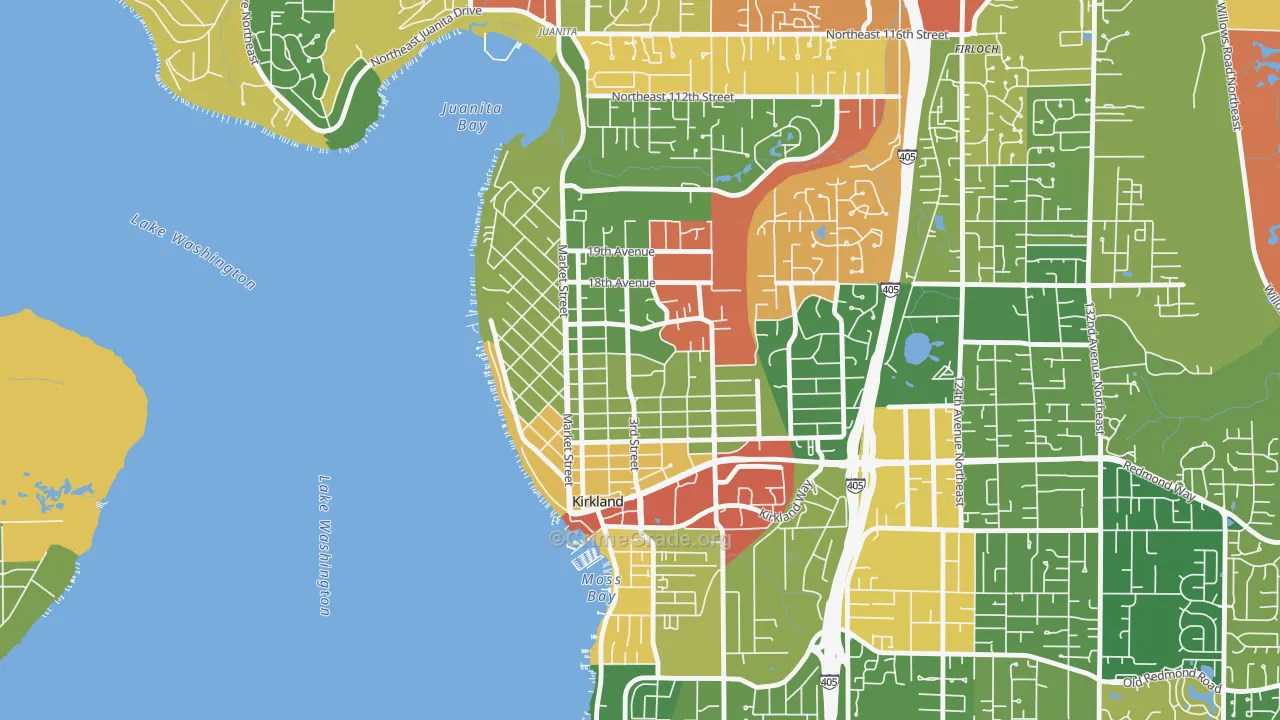 Norkirk, Kirkland, WA Map of Robbery Rates