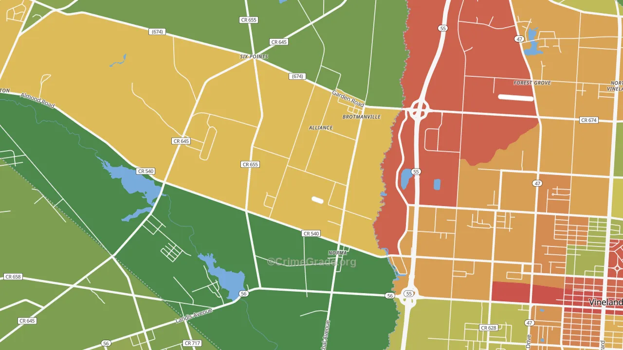 Norma, NJ Map of Robbery Rates