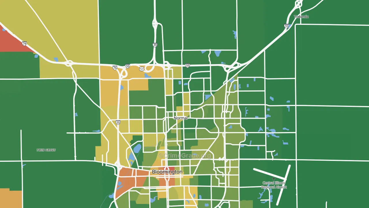 Normal, IL Map of Robbery Rates