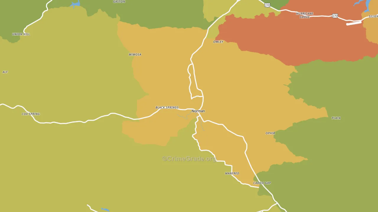 Norman, AR Map of Robbery Rates