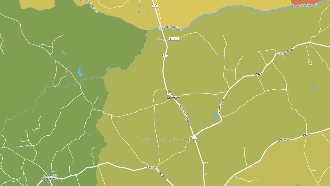 Norman, GA Map of Robbery Rates