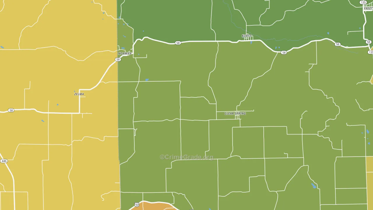 Norman, IN Map of Robbery Rates