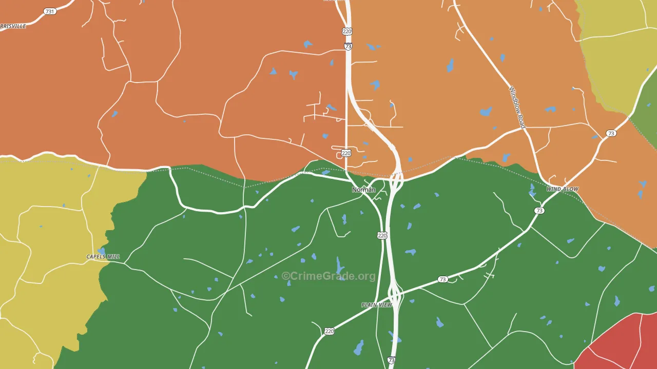 Norman, NC Map of Robbery Rates
