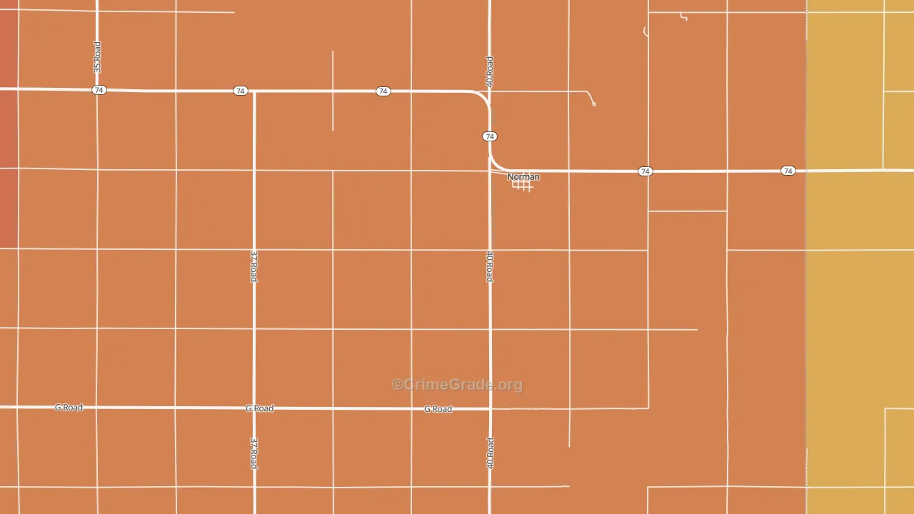 Norman, NE Map of Robbery Rates