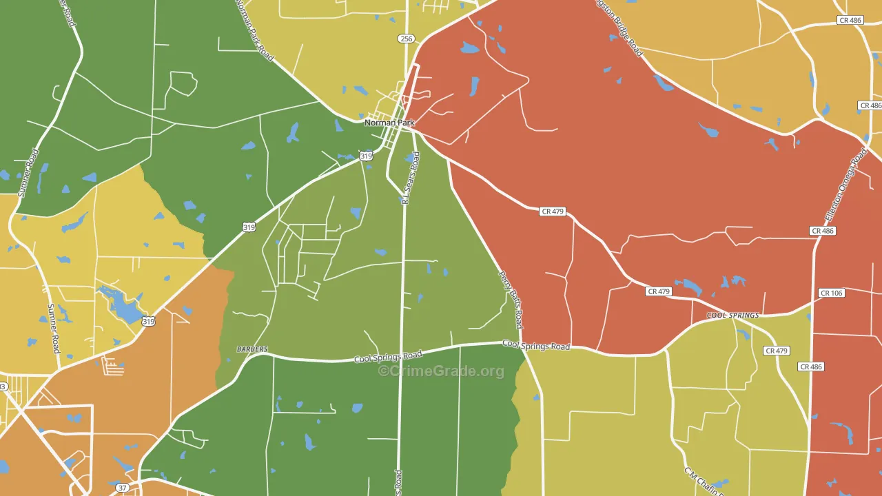 Norman Park, GA Map of Robbery Rates