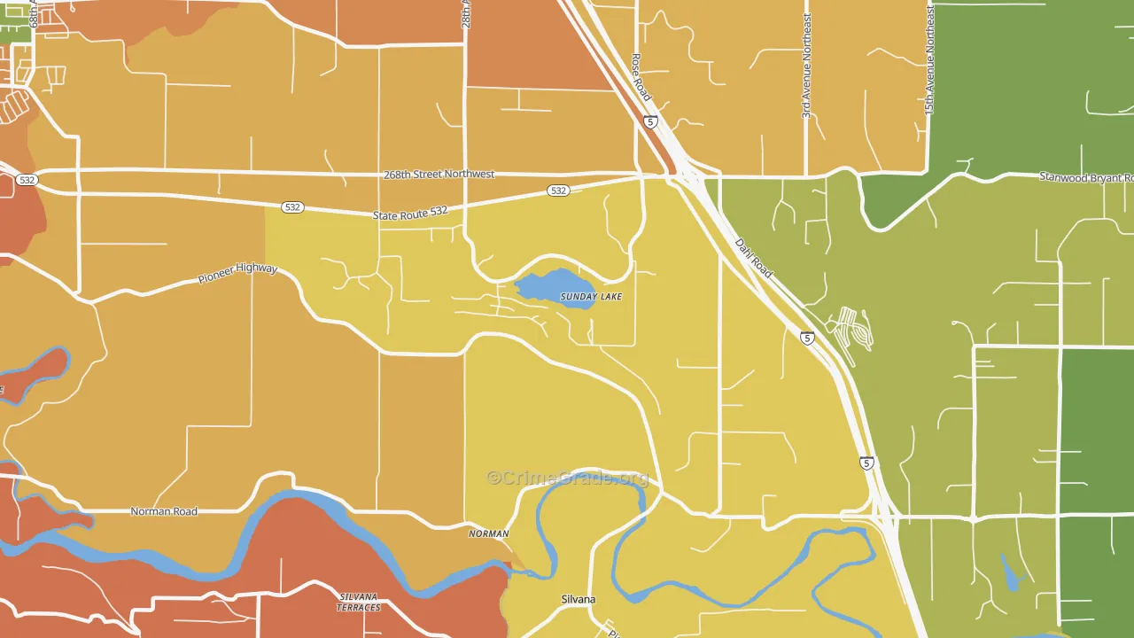 Norman, WA Map of Robbery Rates