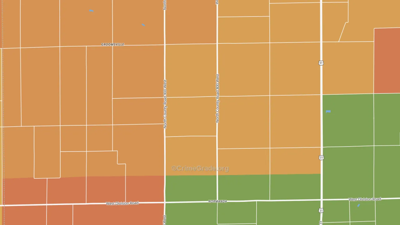 Normanda, IN Map of Robbery Rates