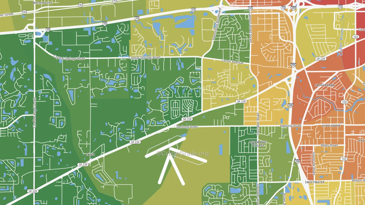 Normandy Estates, Jacksonville, FL Map of Robbery Rates