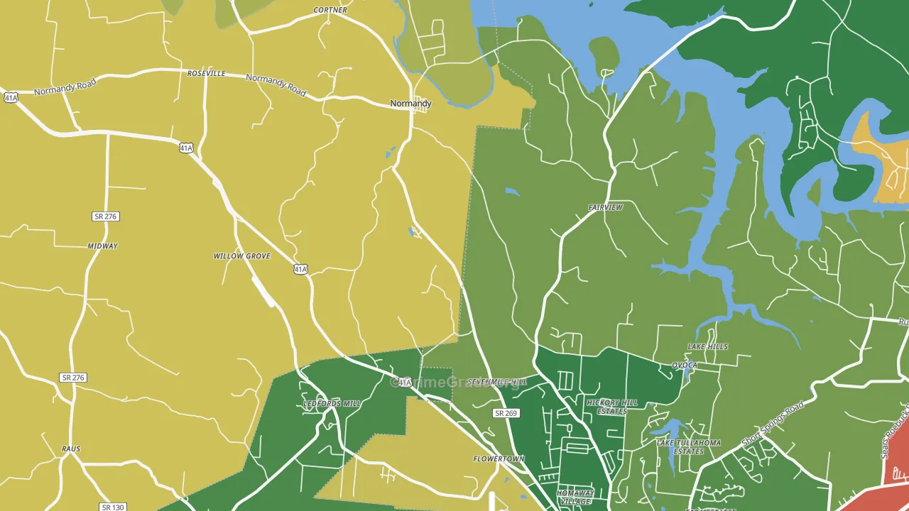 Normandy, TN Map of Robbery Rates
