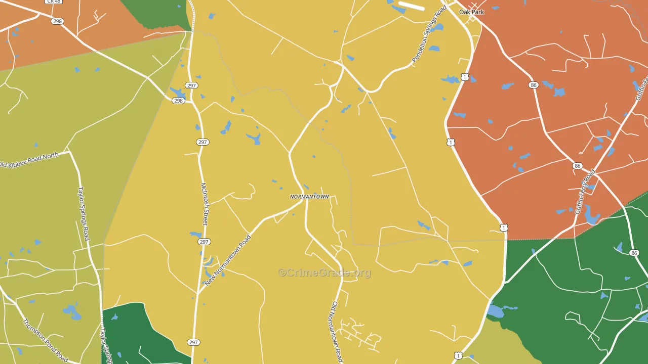 Normantown, GA Map of Robbery Rates