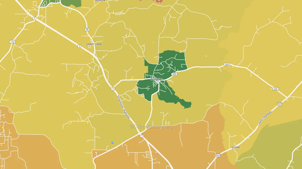 Norphlet, AR Map of Robbery Rates