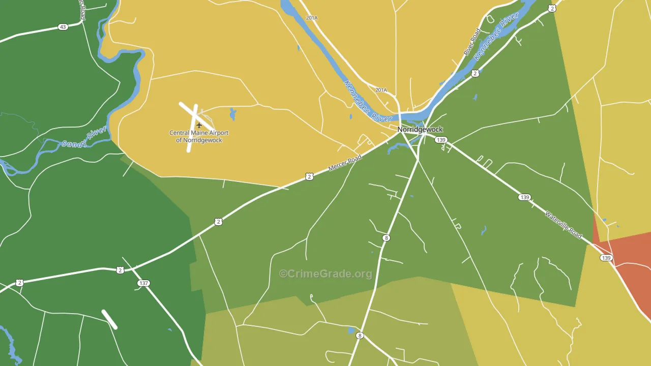Norridgewock, ME Map of Robbery Rates