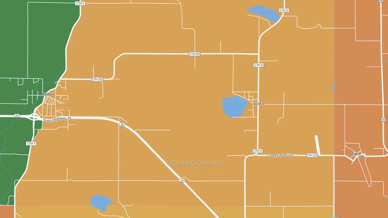 Norrie, WI Map of Robbery Rates