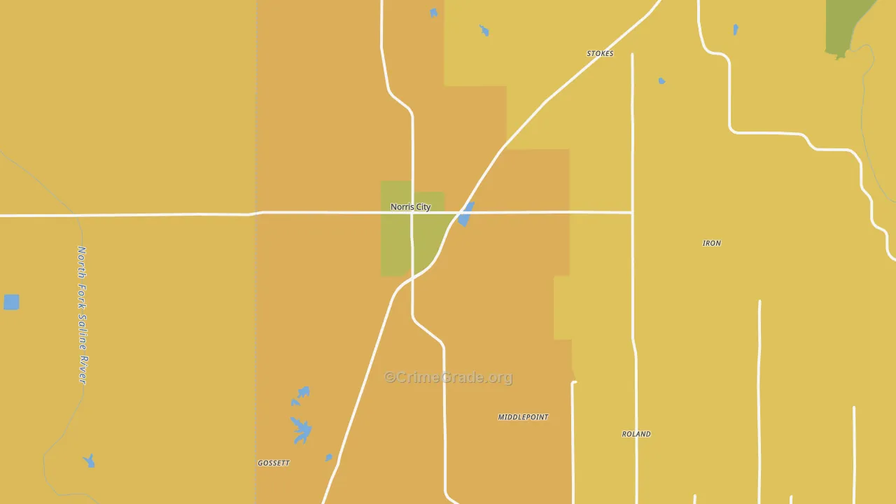 Norris City, IL Map of Robbery Rates