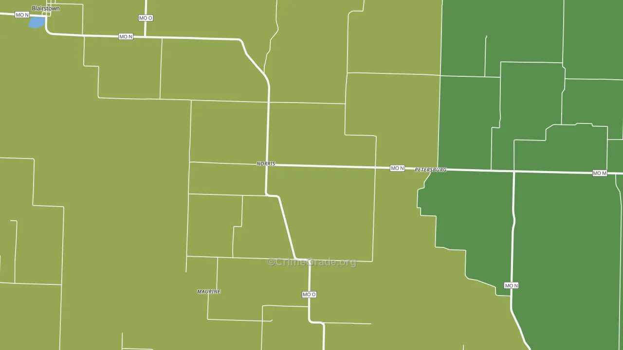 Norris, MO Map of Robbery Rates