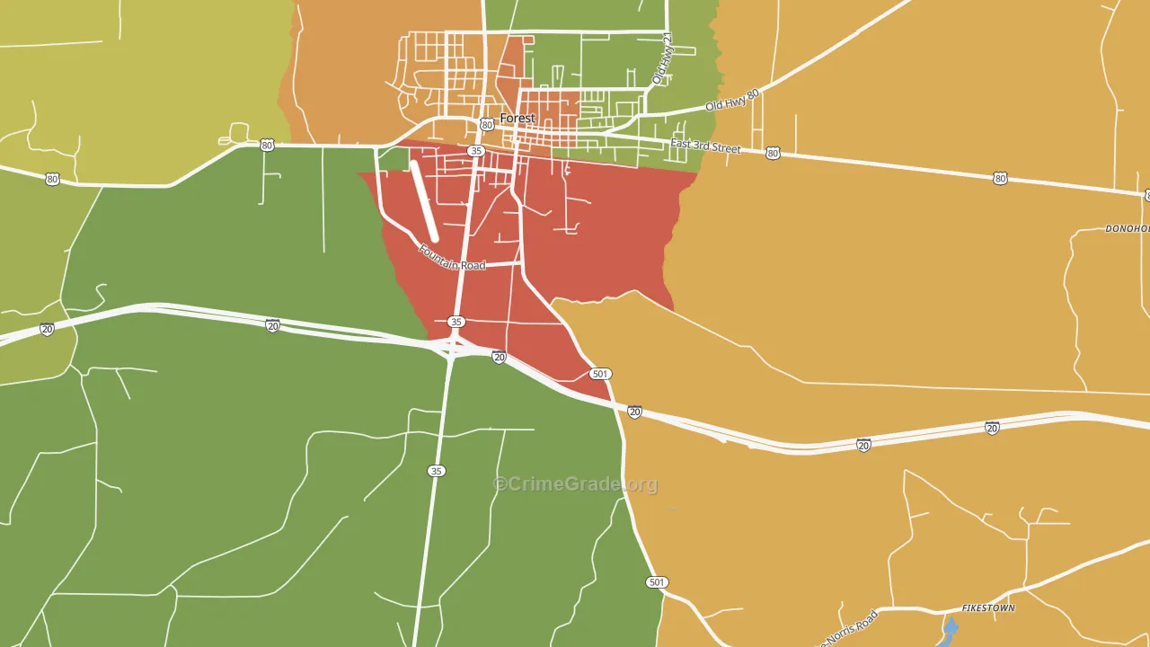 Norris, MS Map of Robbery Rates