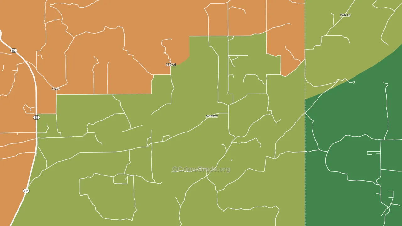 Norris, OK Map of Robbery Rates