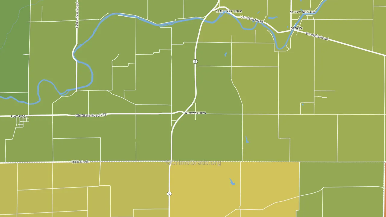 Norristown, IN Map of Robbery Rates
