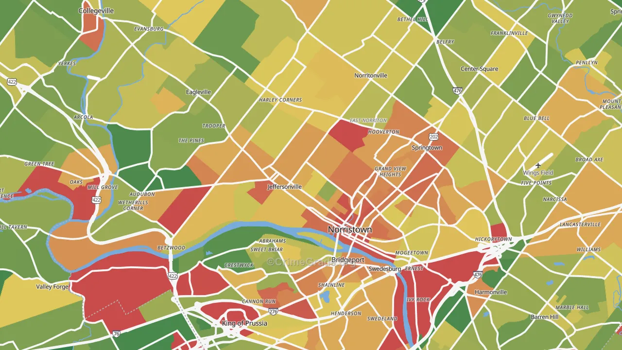 Norristown, PA Map of Robbery Rates