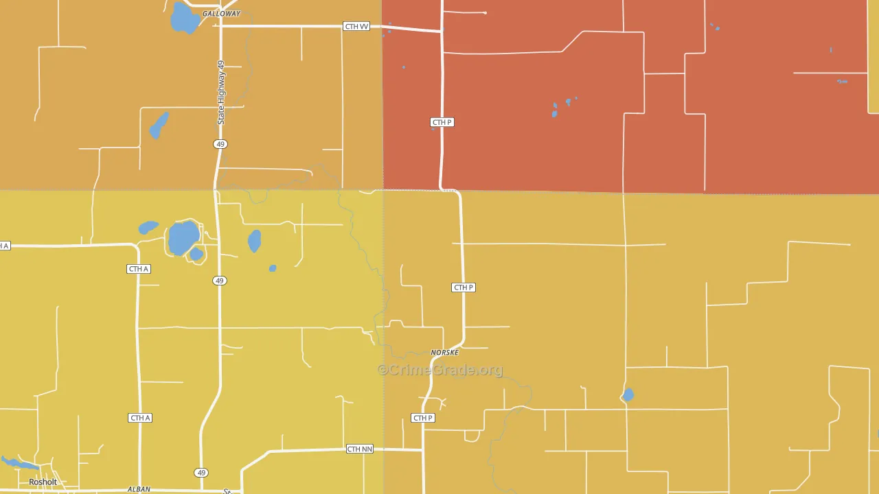 Norske, WI Map of Robbery Rates