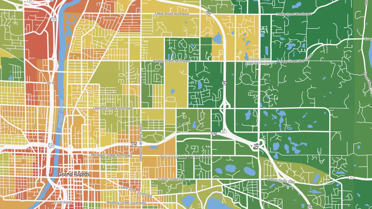 Norteast Citizens Action, Grand Rapids, MI Map of Robbery Rates