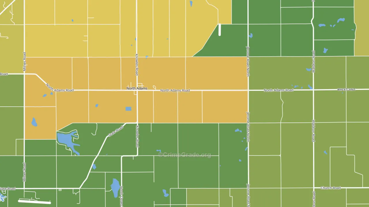 North Adams, MI Map of Robbery Rates