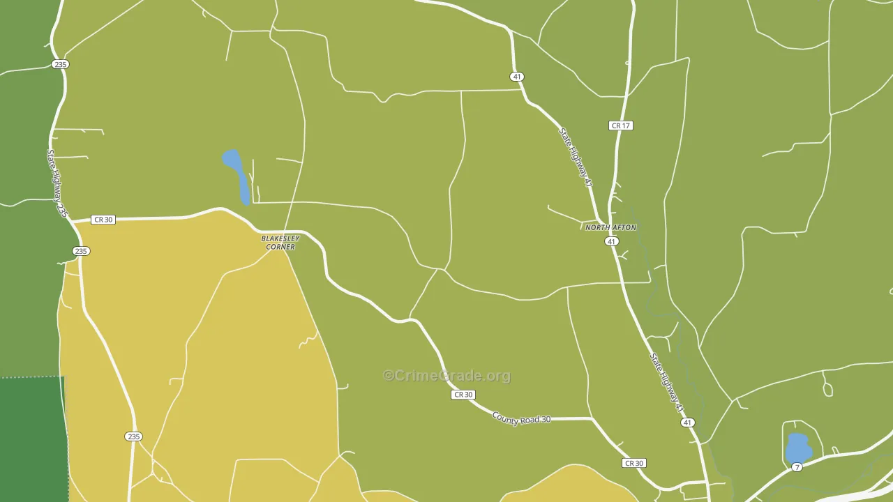 North Afton, NY Map of Robbery Rates