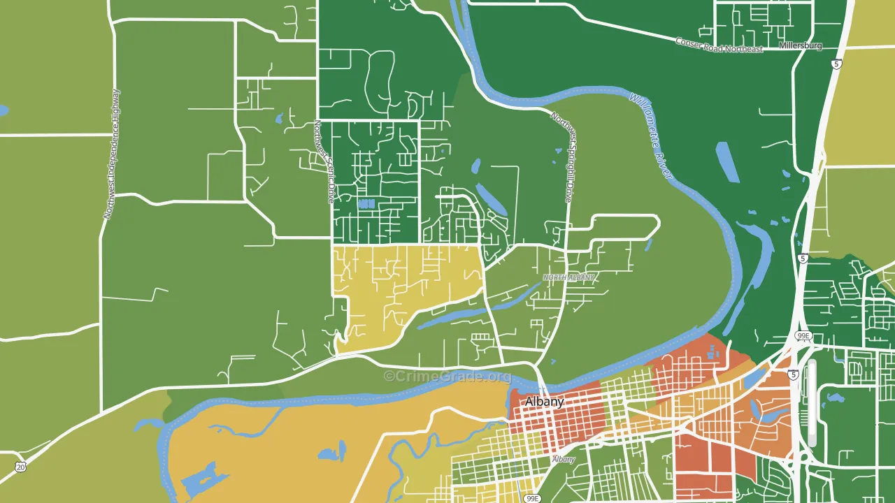 North Albany, Albany, OR Map of Robbery Rates