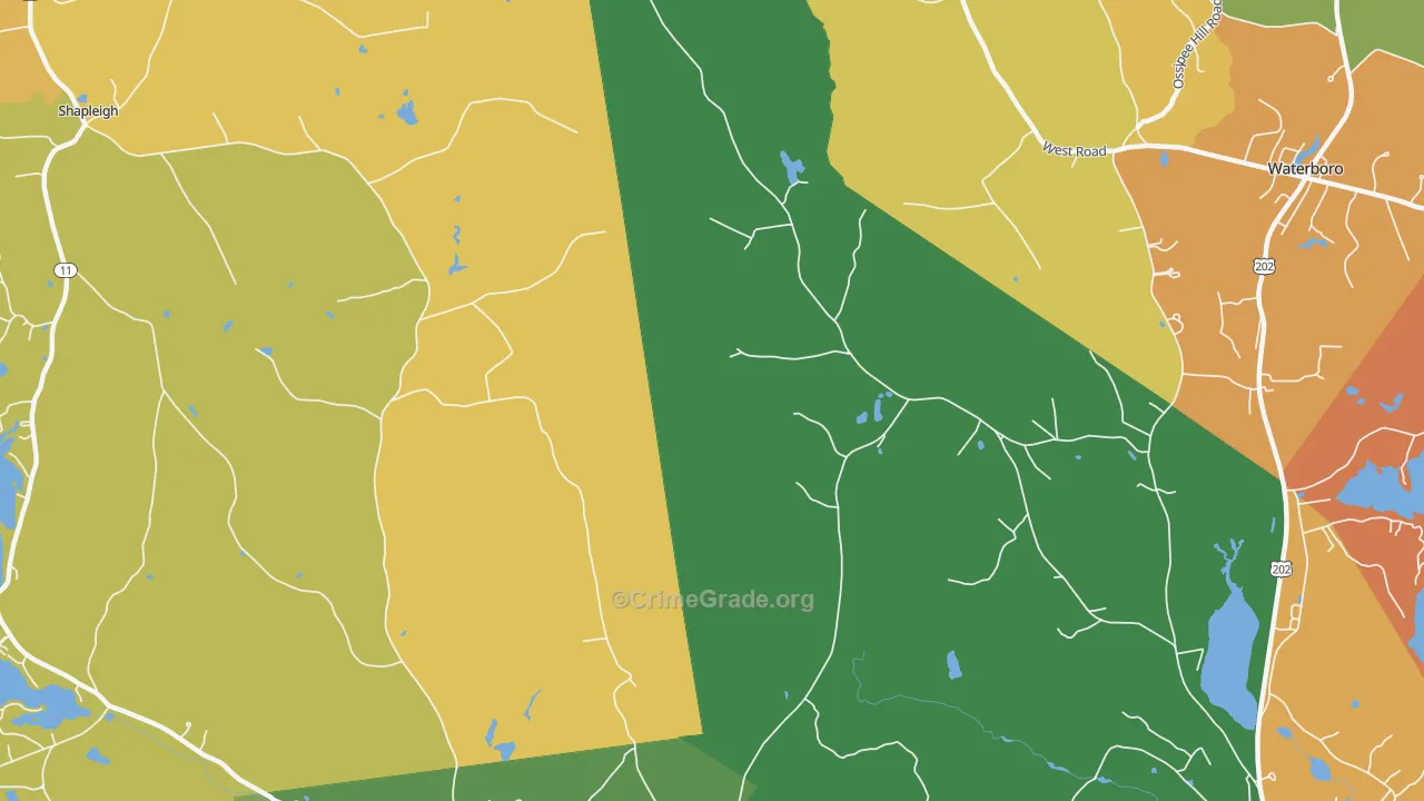 North Alfred, ME Map of Robbery Rates