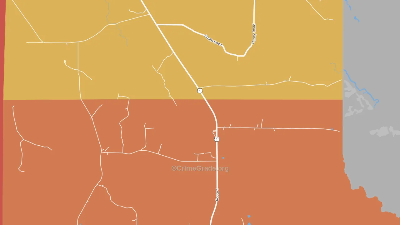North Amity, ME Map of Robbery Rates