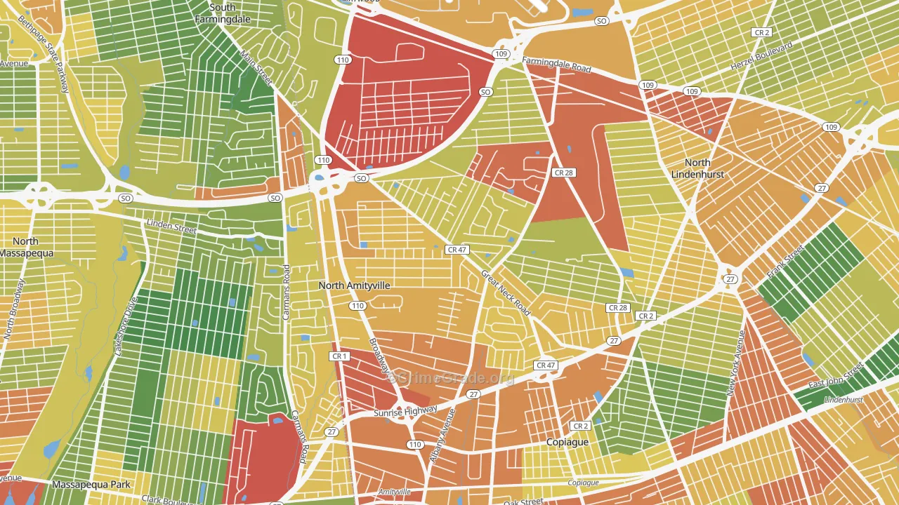 North Amityville, NY Map of Robbery Rates