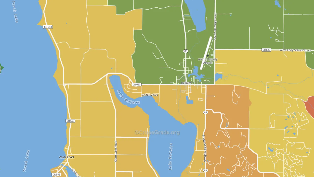 North Arms, MI Map of Robbery Rates