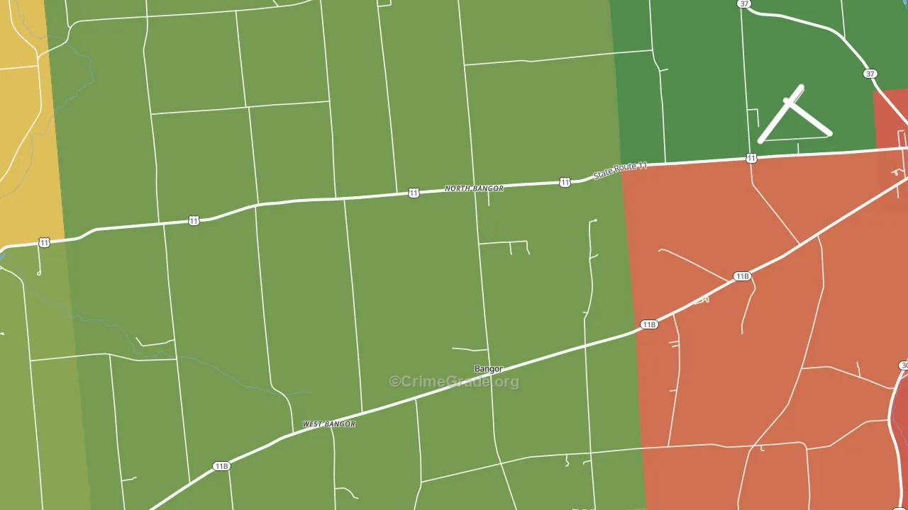 North Bangor, NY Map of Robbery Rates