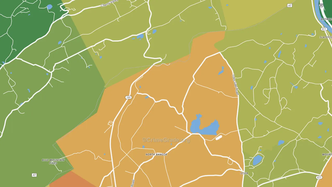 North Bangor, PA Map of Robbery Rates
