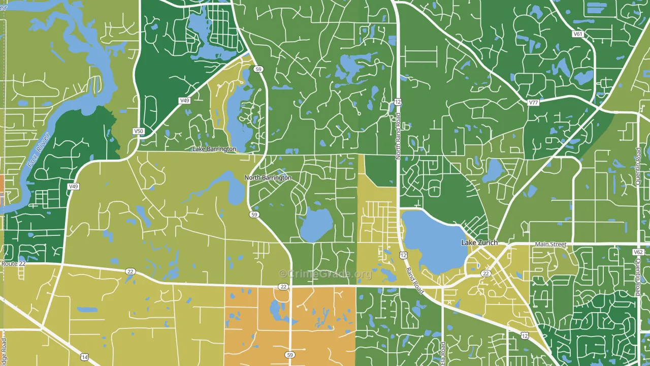 North Barrington, IL Map of Robbery Rates