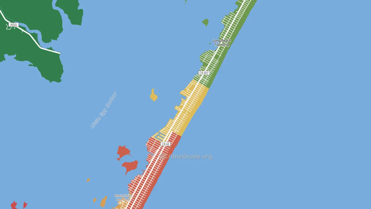 North Beach Haven, NJ Map of Robbery Rates