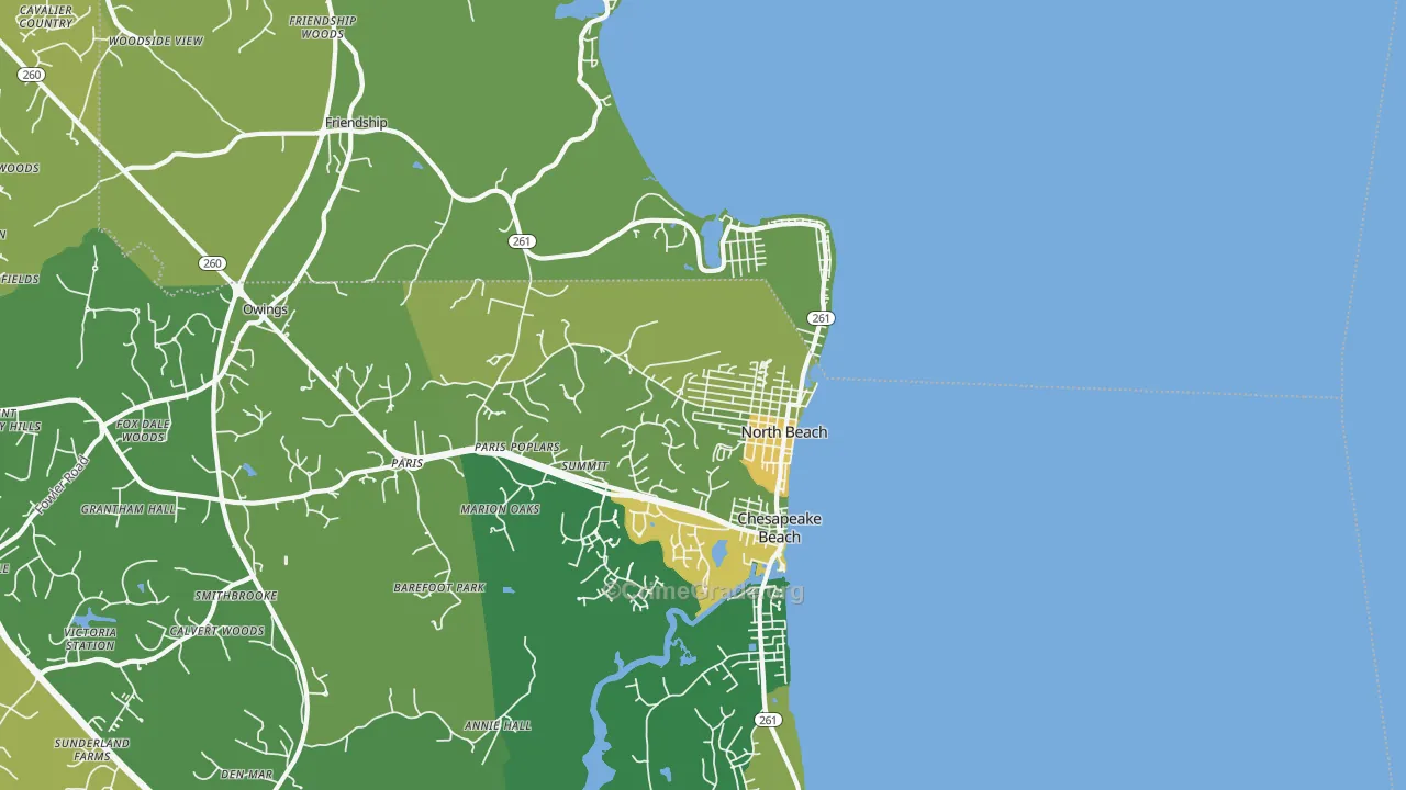 North Beach, MD Map of Robbery Rates