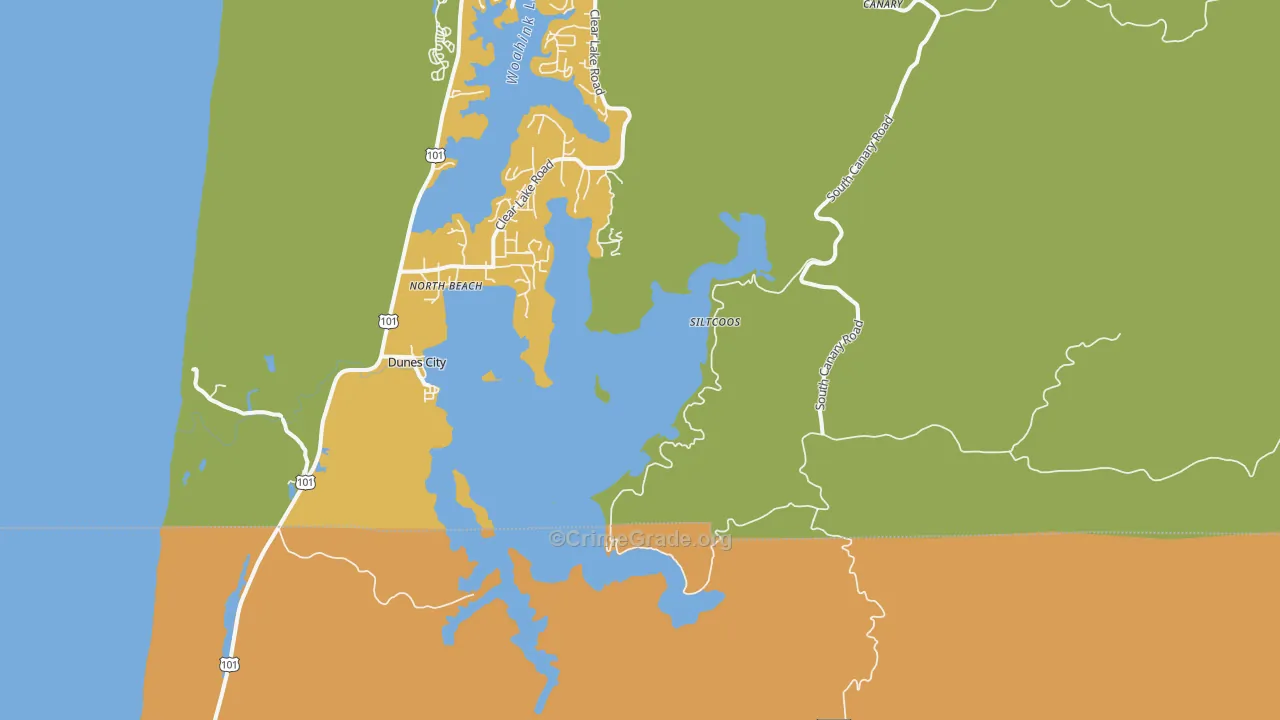 North Beach, OR Map of Robbery Rates