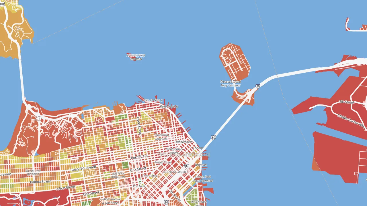North Beach, San Francisco, CA Map of Robbery Rates