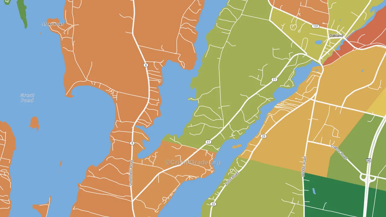 North Belgrade, ME Map of Robbery Rates