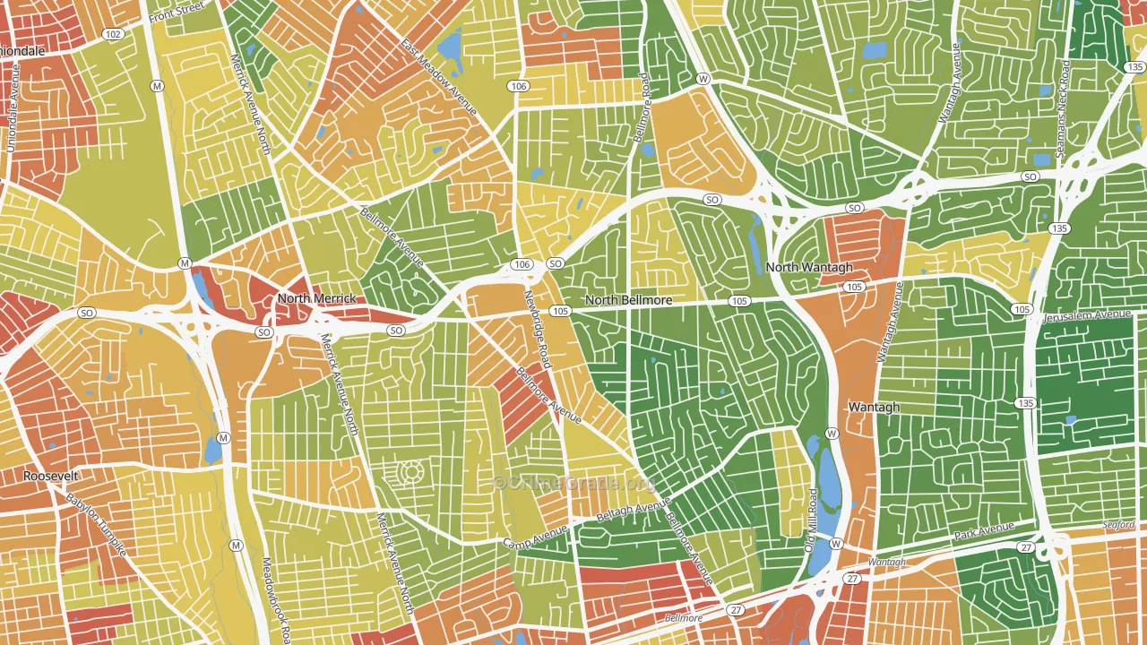 North Bellmore, NY Map of Robbery Rates