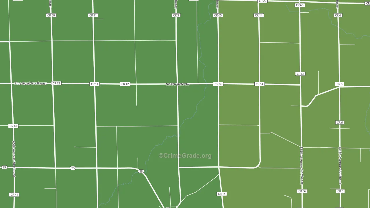 North Benton, MN Map of Robbery Rates