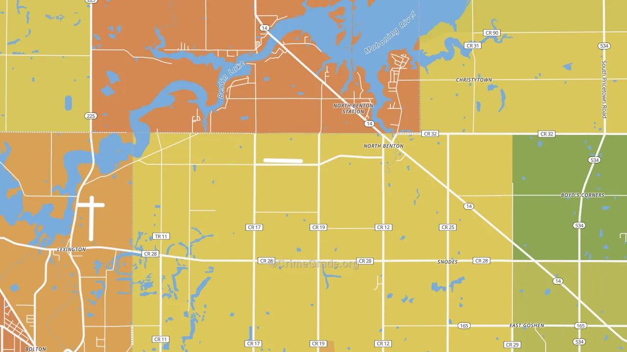 North Benton, OH Map of Robbery Rates