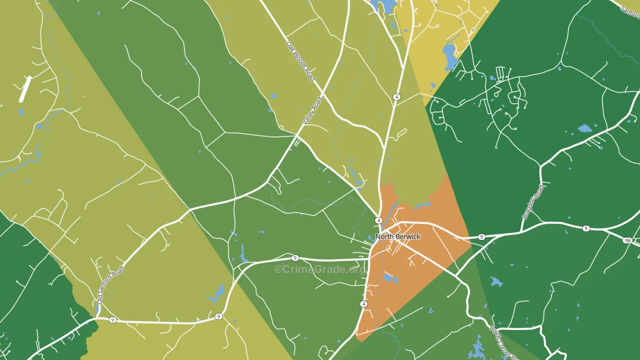 North Berwick, ME Map of Robbery Rates