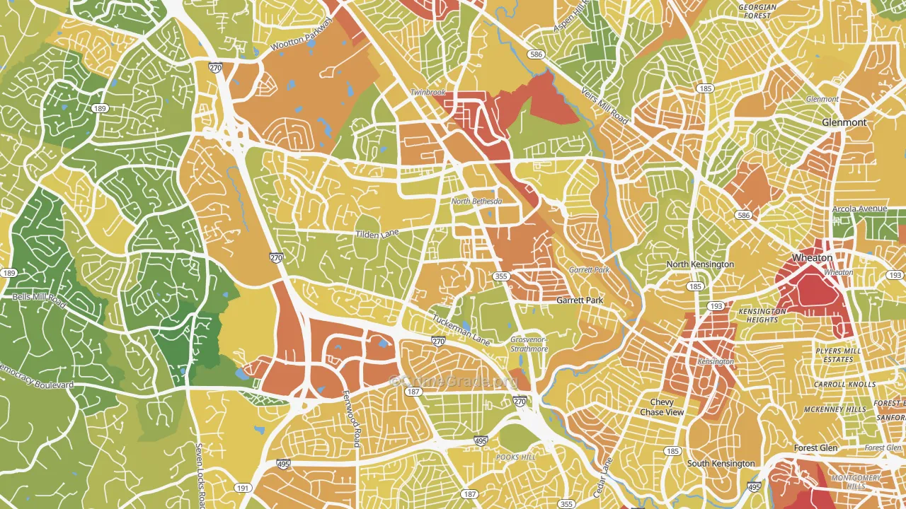 North Bethesda, MD Map of Robbery Rates