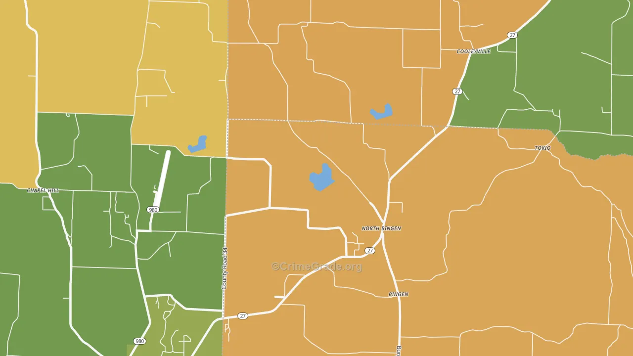 North Bingen, AR Map of Robbery Rates