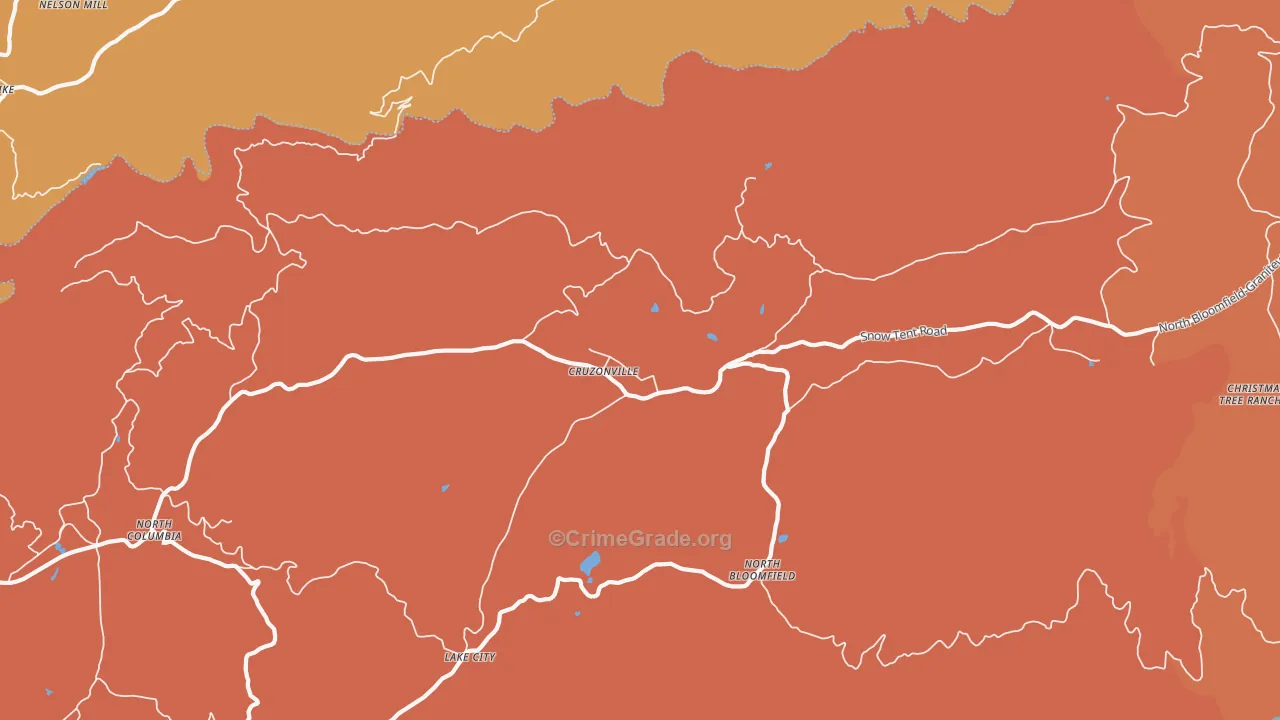 North Bloomfield, CA Map of Robbery Rates